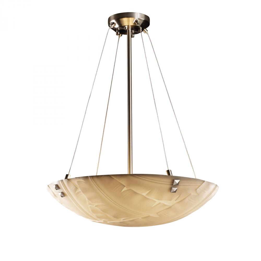 24" LED Pendant Bowl w/ PAIR SQUARE W/ POINTS FINIALS