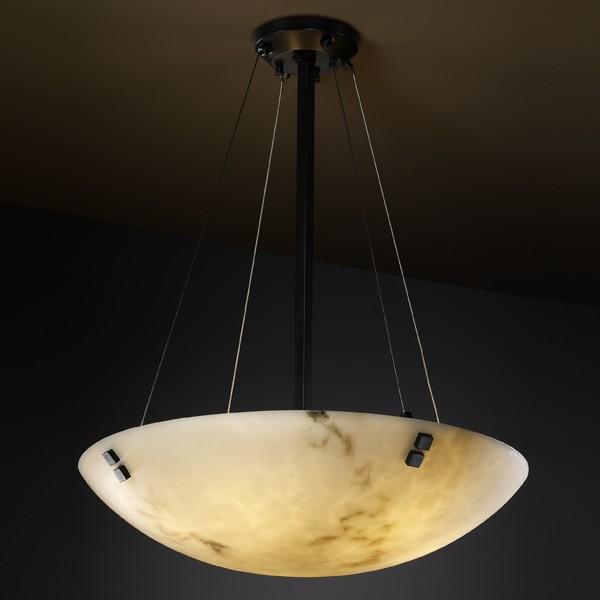 36" LED Pendant Bowl w/ Concentric Squares Finials