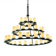 Justice Design Group CNDL-8714-10-CREM-MBLK - Dakota 45-Light 3-Tier Ring Chandelier