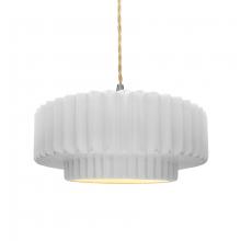 Justice Design Group CER-6553-WHT-NCKL-BEIG-TWST - Medium Tier Pleated 1-Light Pendant