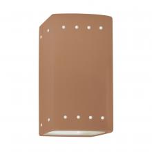 Justice Design Group CER-0925W-ADOB-LED1-1000 - Small LED Rectangle w/ Perfs - Open Top & Bottom (Outdoor)