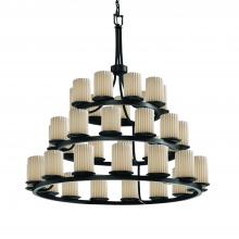 Justice Design Group POR-8712-10-PLET-MBLK - Dakota 36-Light 3-Tier Ring Chandelier