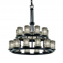 Justice Design Group WGL-8767-10-GRCB-MBLK - Dakota 21-Light 2-Tier Ring Chandelier