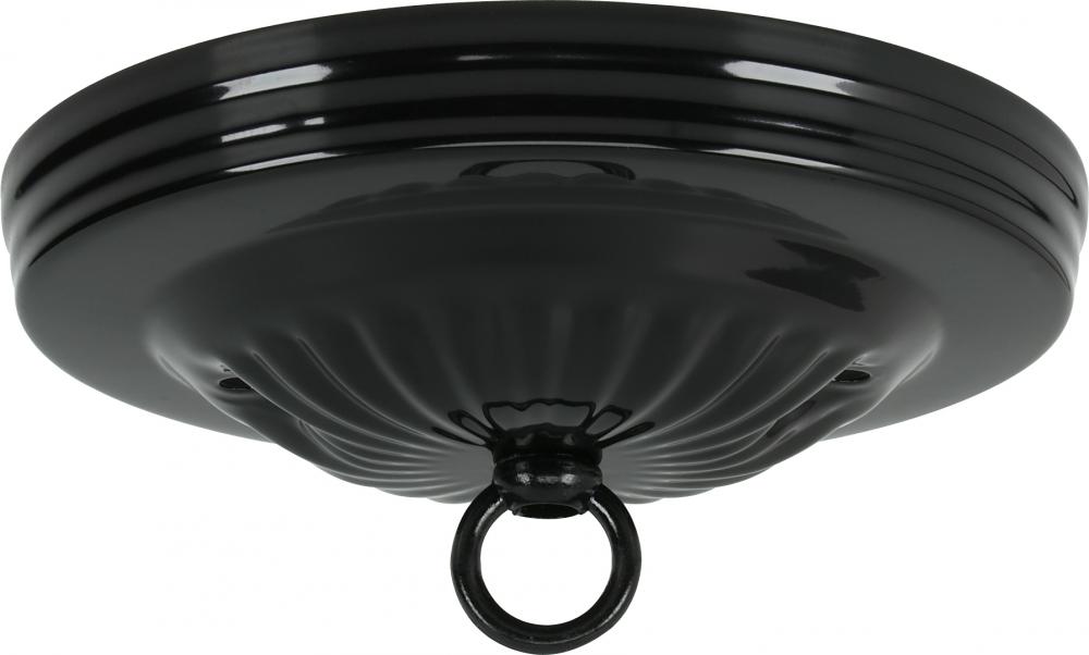 Ribbed Canopy Kit; Black Finish; 5" Diameter; 7/16" Center Hole; 2-8/32 Bar Holes; Includes