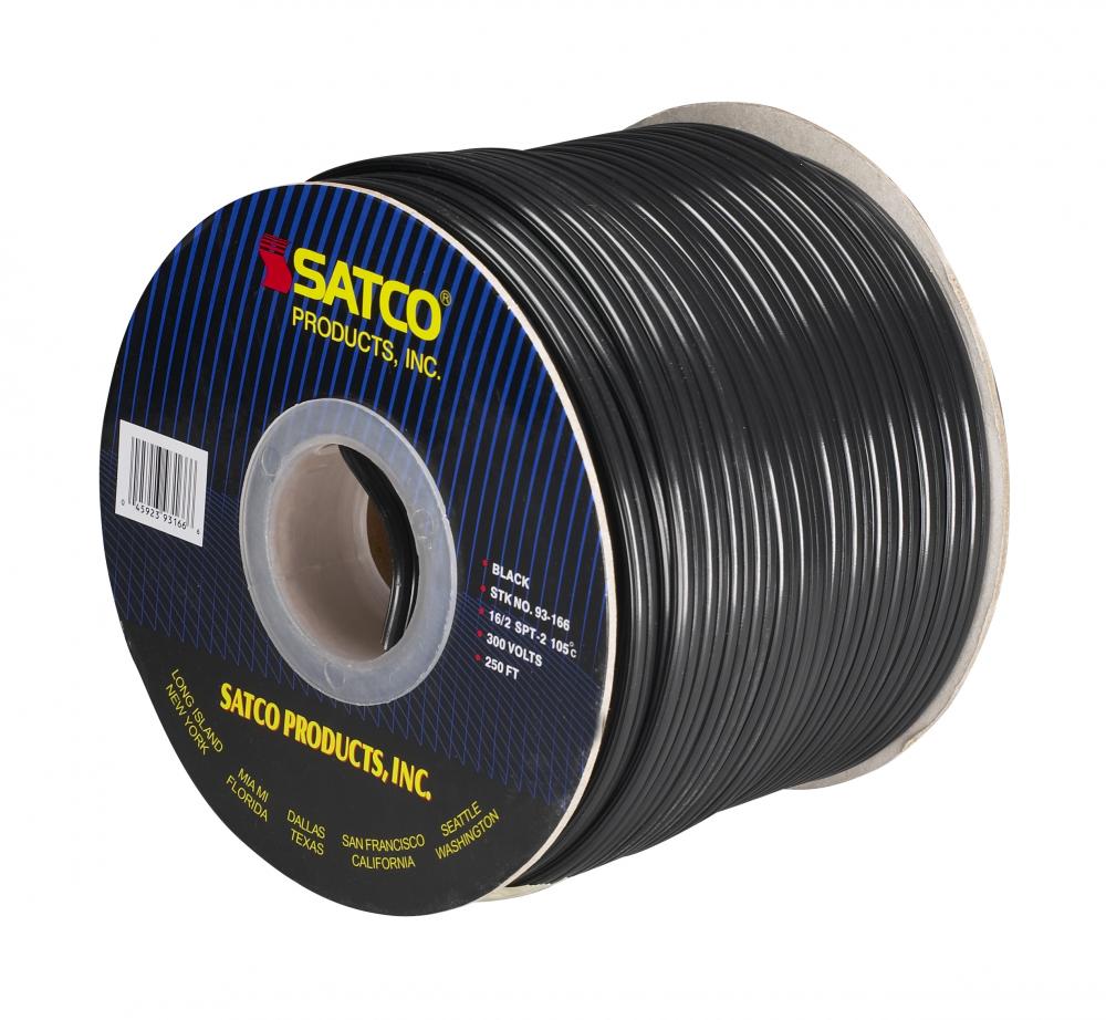 Lamp And Lighting Bulk Wire; 16/2 SPT-2 105C; 250 Foot/Spool; Black