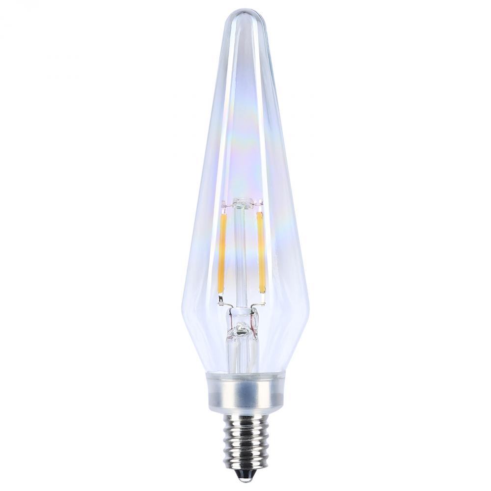 2 Watt Prismatic HX11 LED; 2700K CCT; Candelabra Base; 120 Volt; Aurora Finish; 2-Card