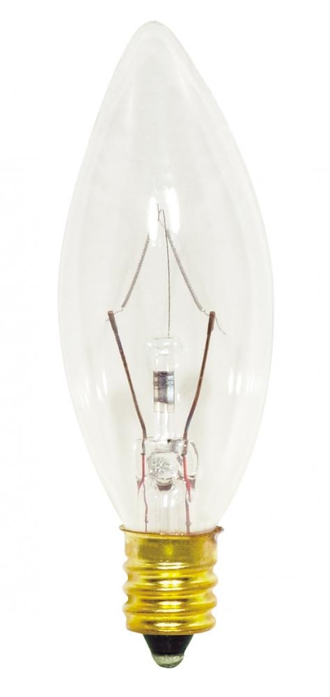 40 Watt B8 Incandescent; Clear; 1500 Average rated hours; 384 Lumens; Candelabra base; 130 Volt