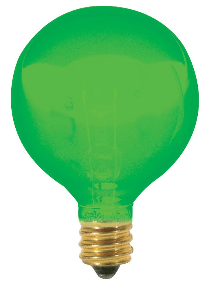 10 Watt G12 1/2 Incandescent; Transparent Green; 1500 Average rated hours; Candelabra base; 120 Volt