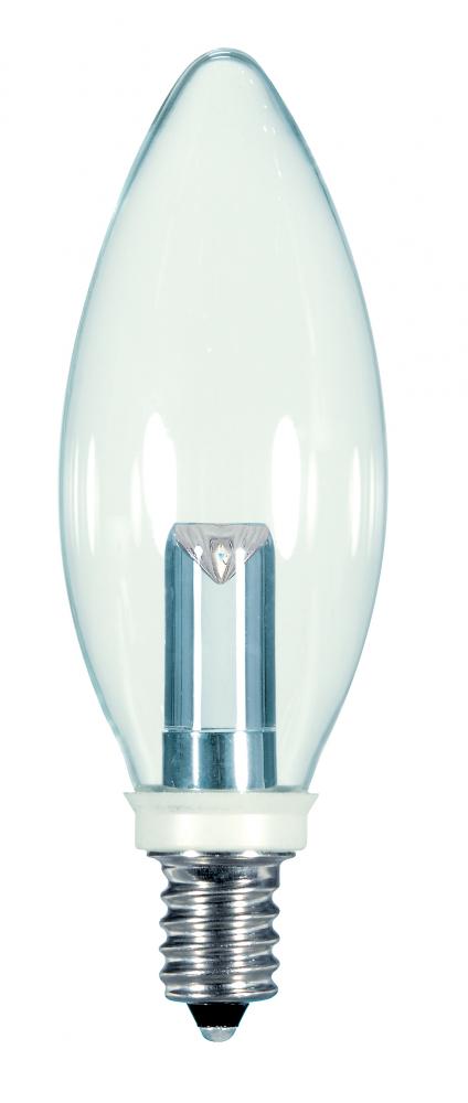 1 Watt LED; BA9 1/2; Clear; 2700K; Candelabra base; 120 Volt; Carded