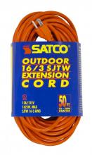 Satco Products Inc. 93/5006 - 50 Foot Orange Heavy Duty Outdoor Extension Cord; 16/3 Ga. SJTW-3 Orange Cord With Sleeve; 13A-125V;
