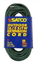 Satco Products Inc. 93/5025 - 50 Foot Green Heavy Duty Outdoor Extension Cord; 16/3 Ga. SJTW-3 Green Cord With Sleeve; 13A-125V;