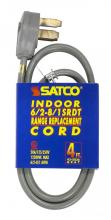 Satco Products Inc. 93/5036 - 4 Foot, 3 Wire Heavy Duty Replacement Range Cord; 6-2 - 8-1 SRDT Gray Flat; Indoor Use Only;