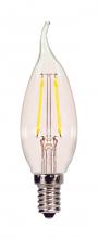 Satco Products Inc. S21720 - 2.5 Watt CA10 LED; Clear; Candelabra base; 2700K; 120 Volt; 2-Card