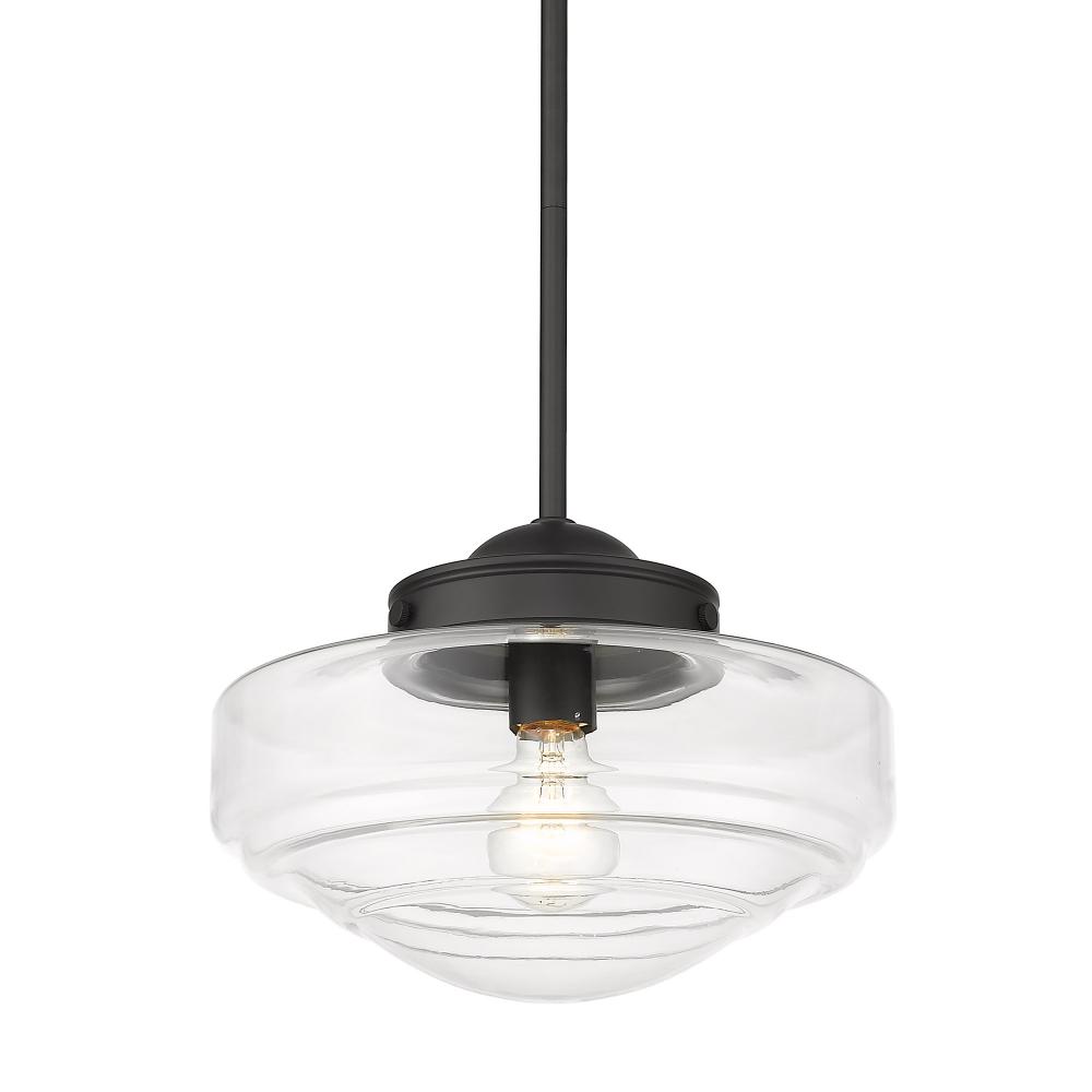 Ingalls Medium Pendant in Matte Black with Clear Glass Shade