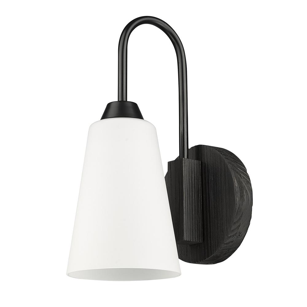 Neela 1 Light Wall Sconce in Matte Black with Opal Glass Shade