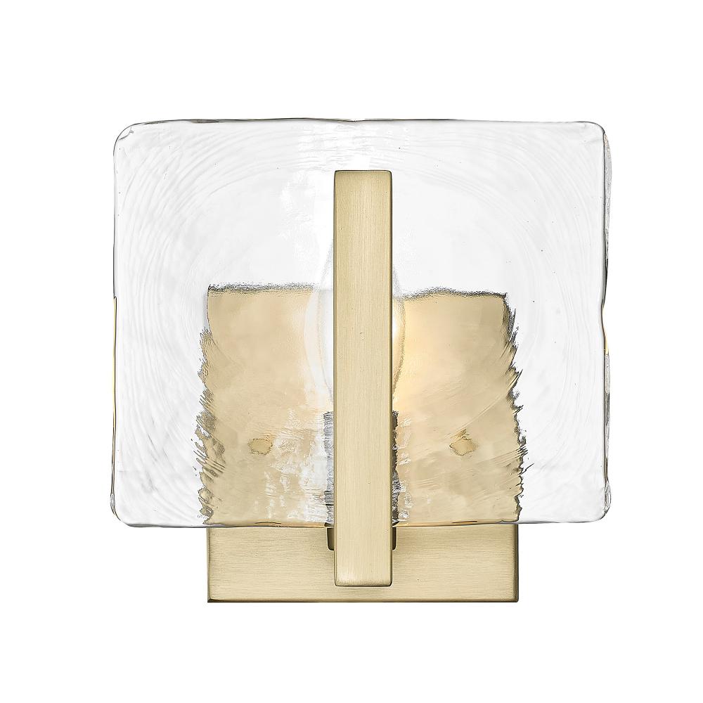 Aenon BCB 1 Light Wall Sconce in Brushed Champagne Bronze with Hammered Water Glass Shade