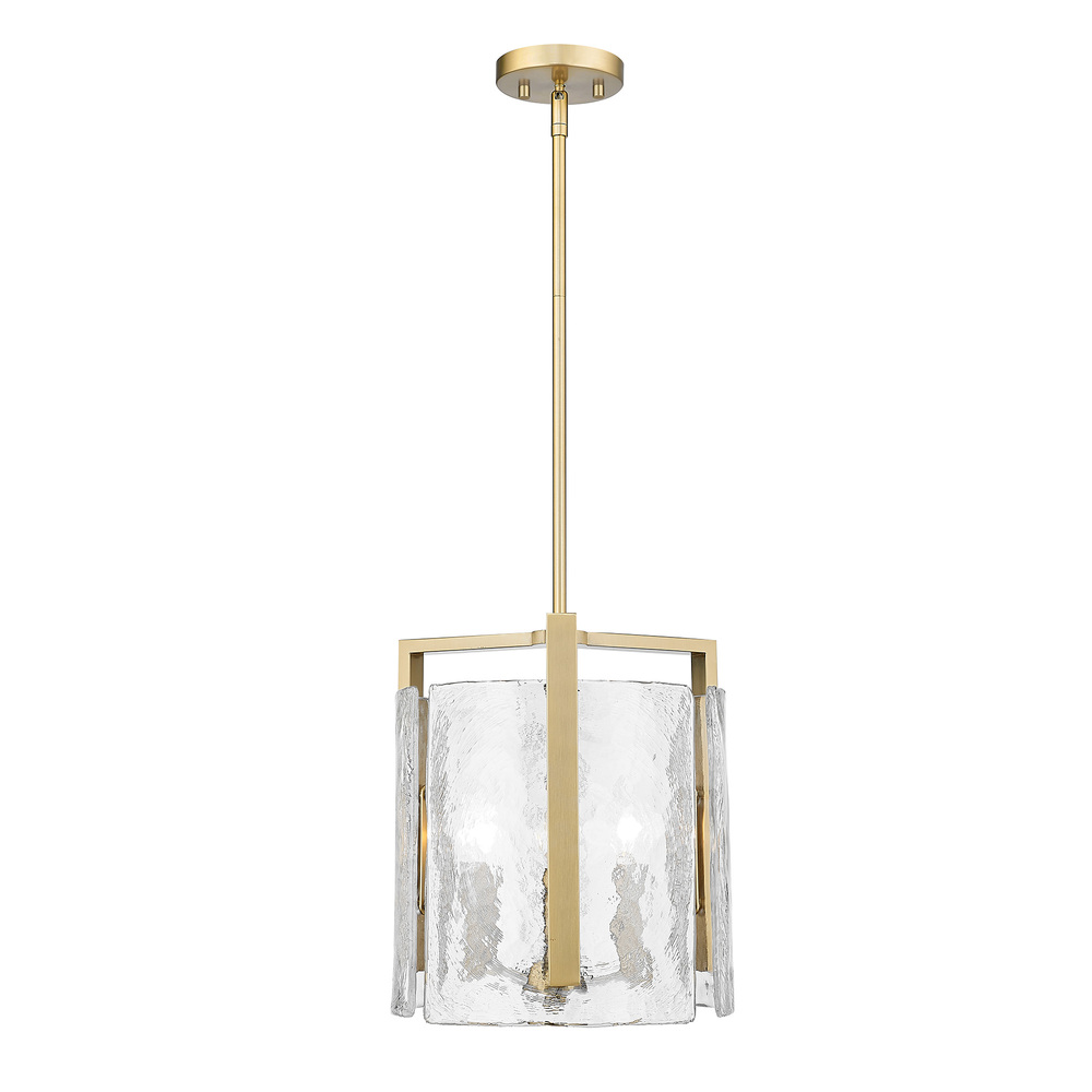 Aenon BCB 3 Light Pendant in Brushed Champagne Bronze with Hammered Water Glass Shade