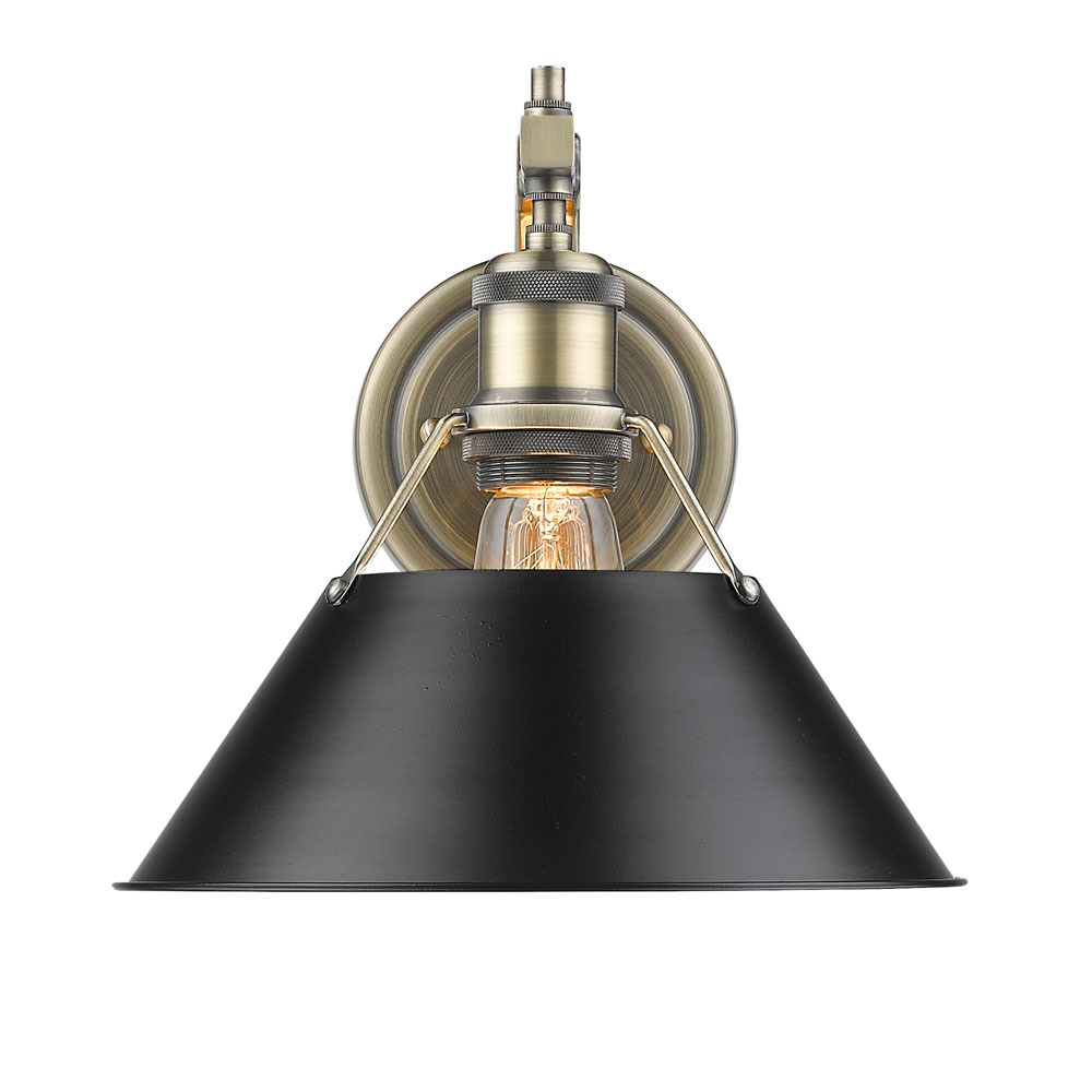 Orwell AB 1 Light Wall Sconce in Aged Brass with Matte Black shade