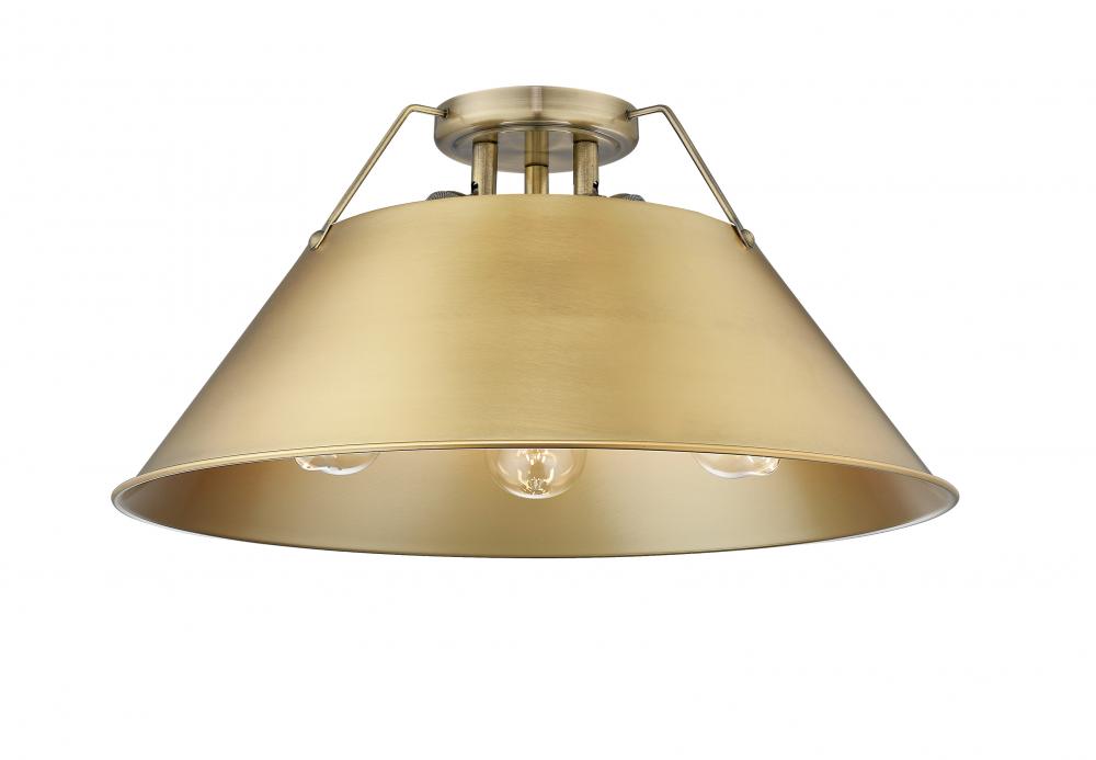Orwell AB 3 Light Flush Mount in Aged Brass with Brushed Champagne Bronze shade