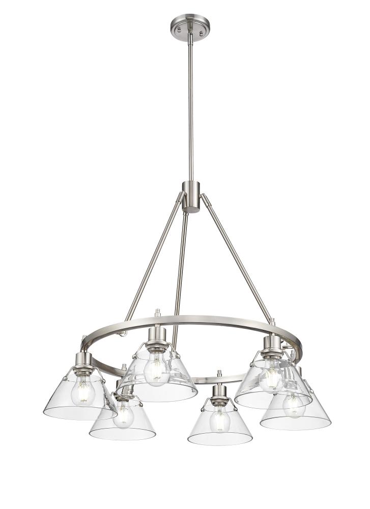 Orwell PW 6 Light Chandelier in Pewter with Clear Glass