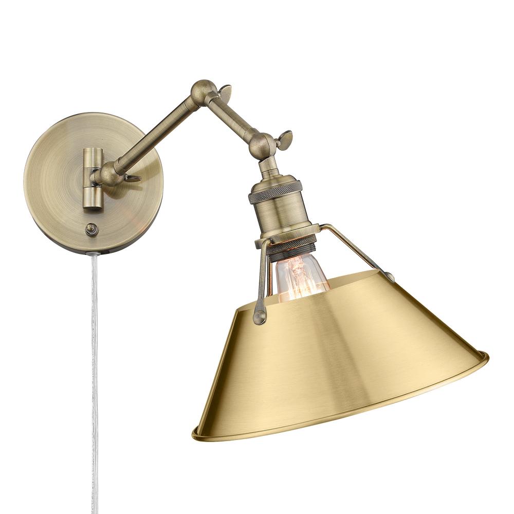 Orwell AB 1 Light Articulating Wall Sconce in Aged Brass with Brushed Champagne Bronze shade