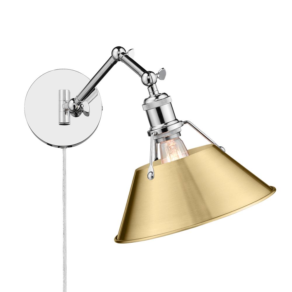 Orwell CH 1 Light Articulating Wall Sconce in Chrome with Brushed Champagne Bronze shade