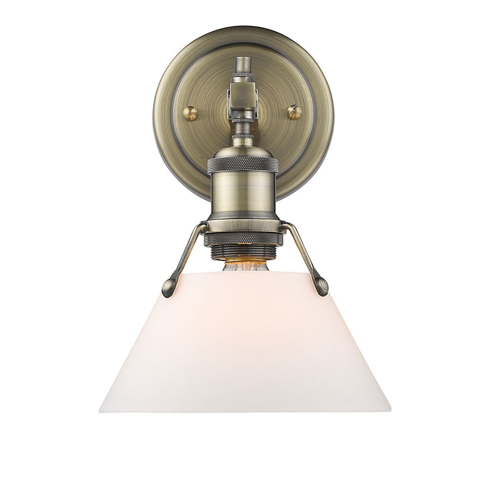 Orwell AB 1 Light Bath Vanity in Aged Brass with Opal Glass