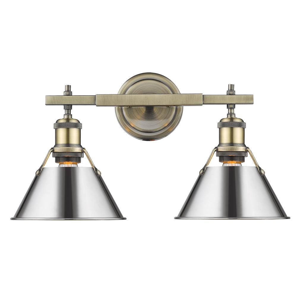 Orwell AB 2 Light Bath Vanity in Aged Brass with Chrome shades