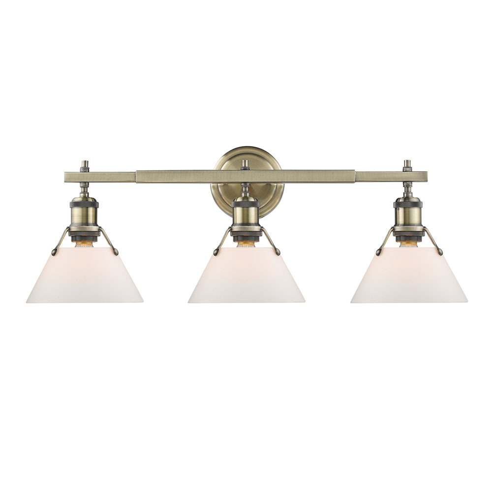 Orwell AB 3 Light Bath Vanity in Aged Brass with Opal Glass