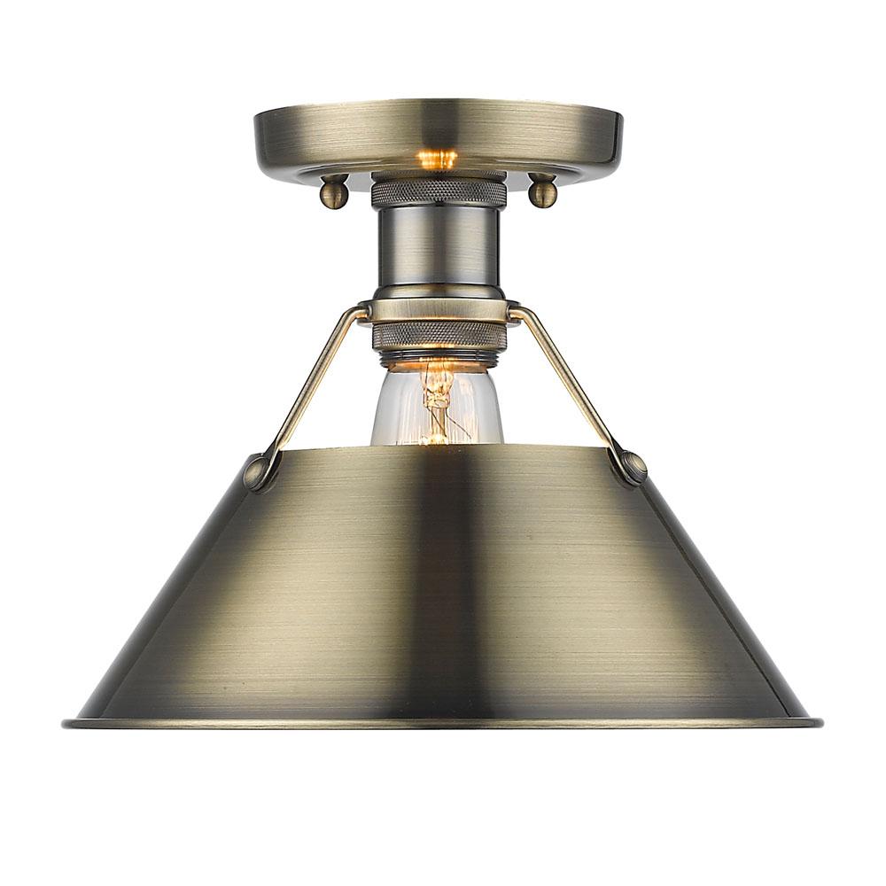 Orwell AB Flush Mount in Aged Brass with Aged Brass shade