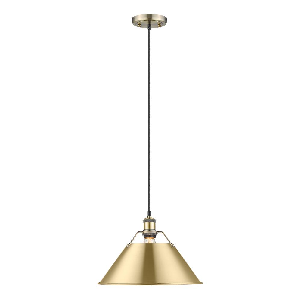 Orwell AB Large Pendant - 14" in Aged Brass with Brushed Champagne Bronze shade