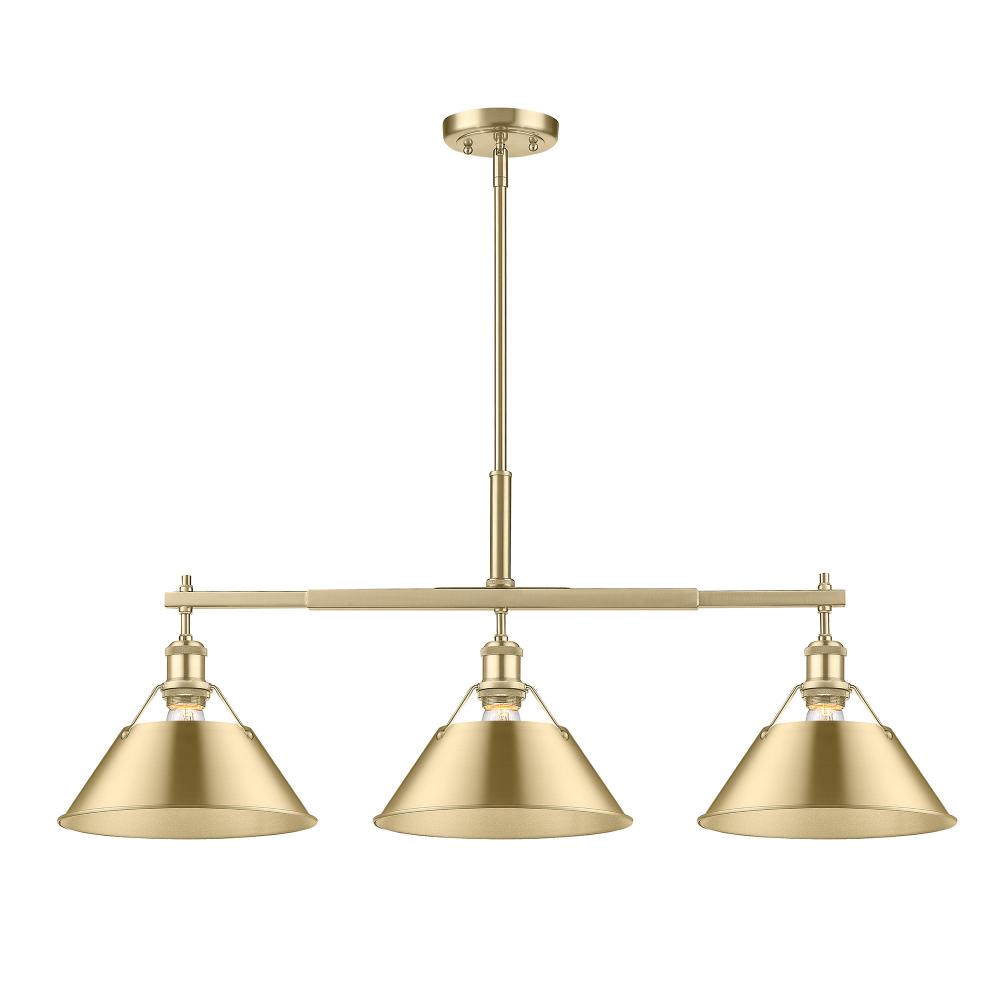 Orwell BCB 3 Light Linear Pendant in Brushed Champagne Bronze with Brushed Champagne Bronze shades