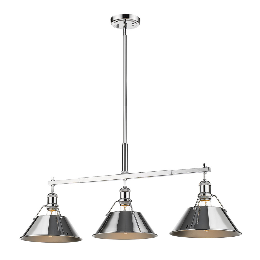 Orwell CH 3 Light Linear Pendant in Chrome with Chrome shades