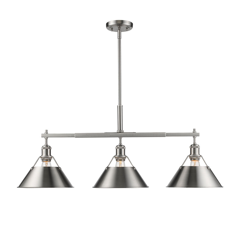 Orwell PW 3 Light Linear Pendant in Pewter with Pewter shades