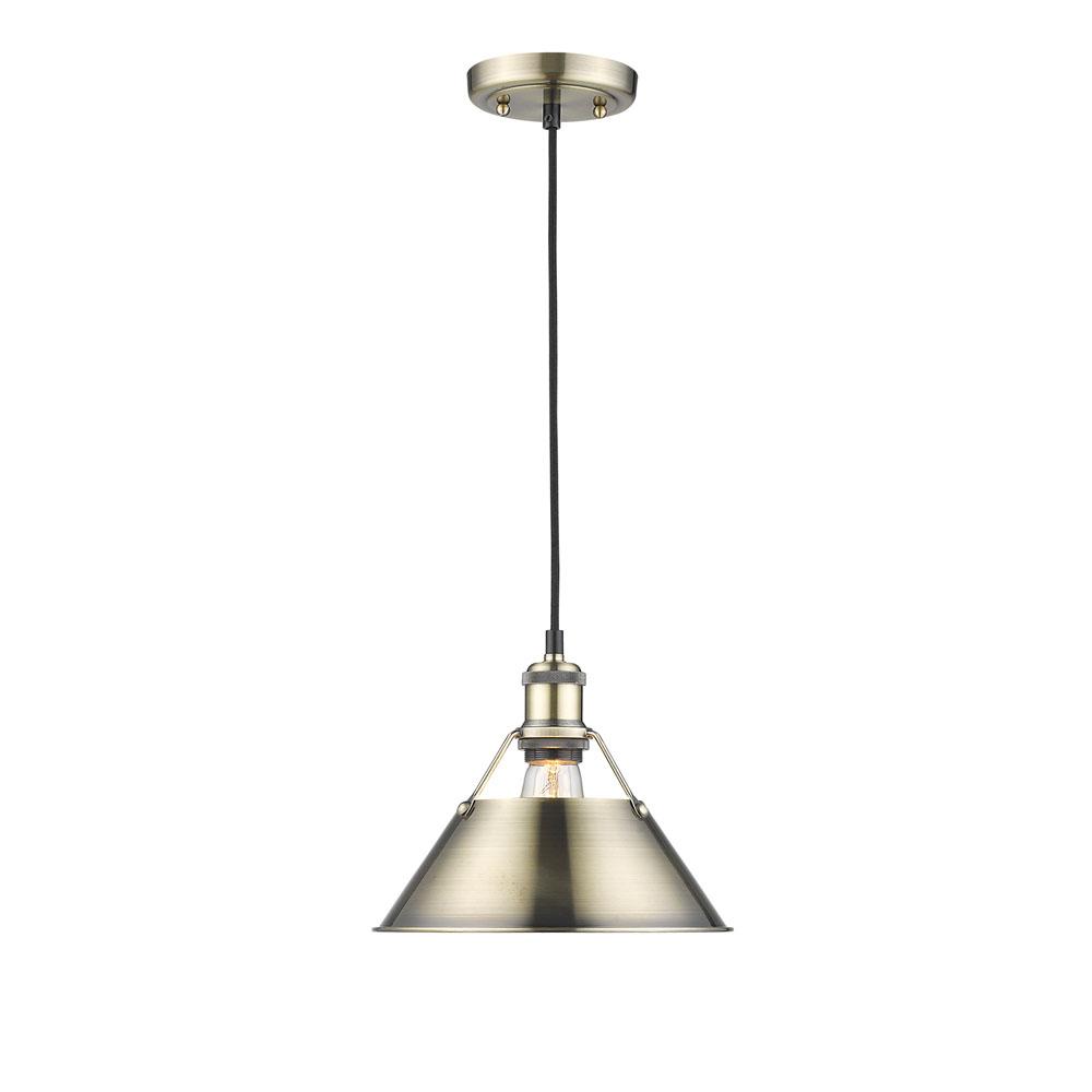 Orwell AB Medium Pendant - 10" in Aged Brass with Aged Brass shade