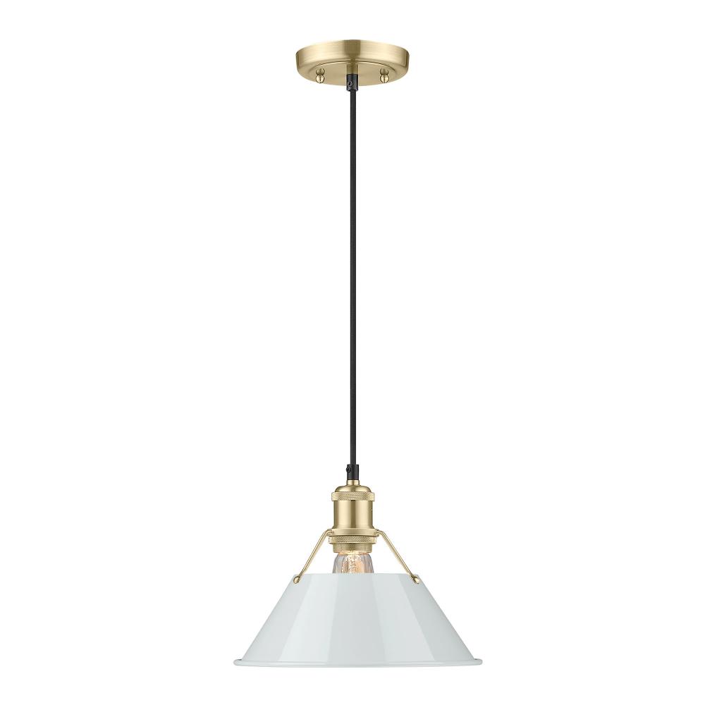 Orwell BCB Medium Pendant - 10" in Brushed Champagne Bronze with Dusky Blue shade