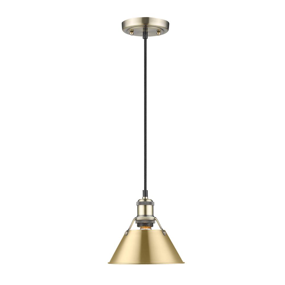 Orwell AB Small Pendant - 7" in Aged Brass with Brushed Champagne Bronze shade