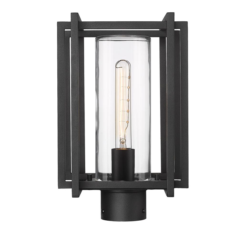 Tribeca NB Post Mount - Outdoor in Natural Black with Clear Glass Shade