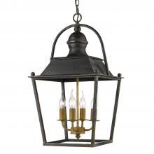 Golden 0888-4P ABI - Christoff 4 Light Pendant in Antique Black Iron