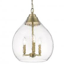 Golden 1094-3P BCB-HCG - Ariella 3-Light Pendant in Brushed Champagne Bronze with Hammered Clear Glass