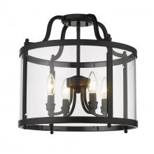 Golden 1157-SF BLK - Payton Semi-Flush in Matte Black with Clear Glass