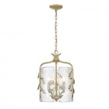 Golden 3160-3P WG-HWG - Calla WG 3 Light Pendant in White Gold with Hammered Water Glass Shade