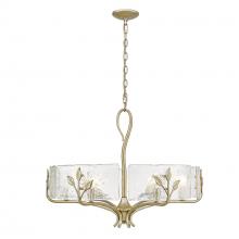 Golden 3160-6 WG-HWG - Calla WG 6 Light Chandelier in White Gold with Hammered Water Glass Shade
