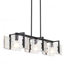 Golden 3164-LP BLK-HWG - Aenon Linear Pendant in Matte Black with Hammered Water Glass Shade