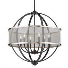 Golden 3167-6 BLK-PW - Colson BLK 6 Light Chandelier (with Pewter shade) in Matte Black