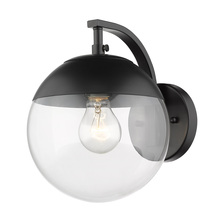 Golden 3219-1W BLK-BLK - Dixon Sconce in Matte Black with Clear Glass and Matte Black Cap