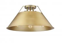 Golden 3306-3FM AB-BCB - Orwell AB 3 Light Flush Mount in Aged Brass with Brushed Champagne Bronze shade