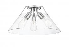 Golden 3306-3FM CH-CLR - Orwell CH 3 Light Flush Mount in Chrome with Clear Glass