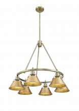 Golden 3306-6 AB-BCB - Orwell AB 6 Light Chandelier in Aged Brass with Brushed Champagne Bronze shades