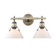 Golden 3306-BA2 AB-OP - Orwell AB 2 Light Bath Vanity in Aged Brass with Opal Glass Shades